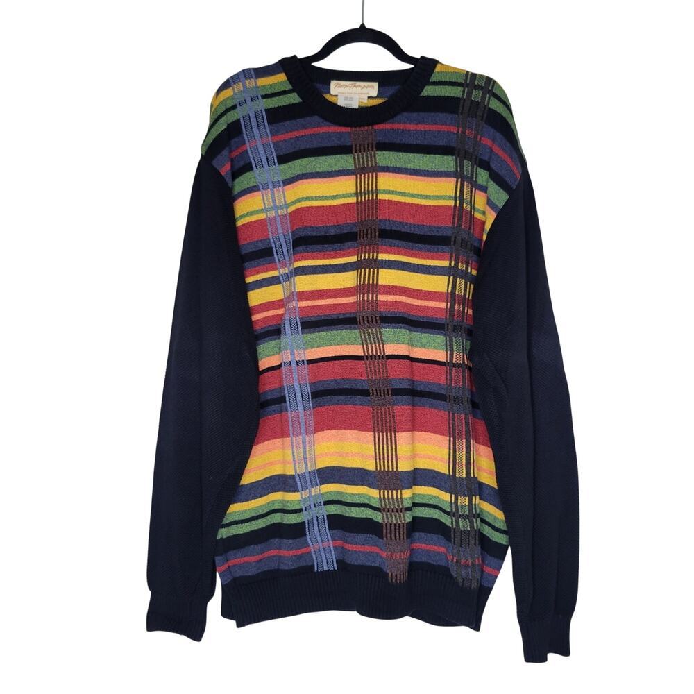 Norm Thompson Sweater Men 2XL Colorful Vintage 90s Textured Dad Grandpa Hip Hop